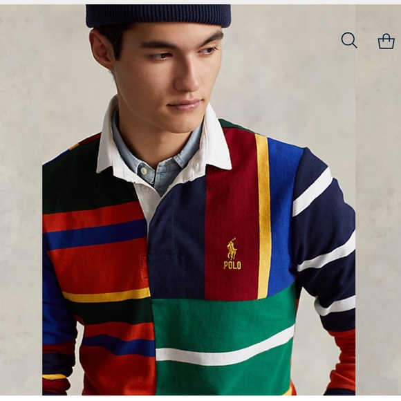 NWT POLO Ralph Lauren Classic Fit Patchwork Rugby Shirt - Picture 5 of 10